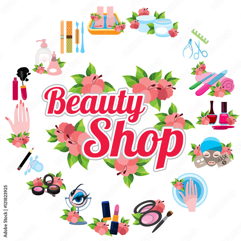 Fototapeta premium Icons for beauty shop