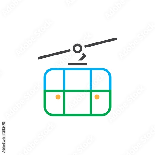 cableway line icon, outline ropeway vector logo, linear colorful pictogram isolated on white