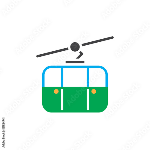 cableway icon vector, ropeway solid logo, colorful pictogram isolated on white