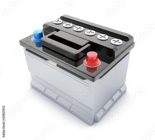 Obraz na plátně Battery car on white background