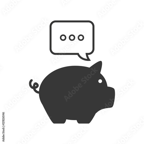 piggy moneybox with speech communication bubble icon silhouette. vector illustration