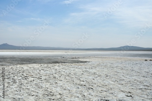 surface of the salt lake  salt marsh. north of Mongolia.