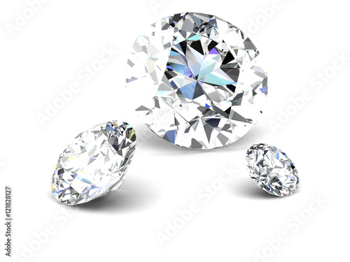 Shiny white diamond illustration  high resolution 3D image  3D i