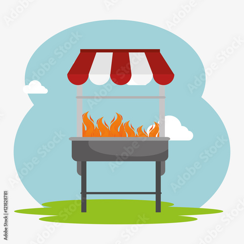 barbecue grill steak house. colorful design. vector illustration