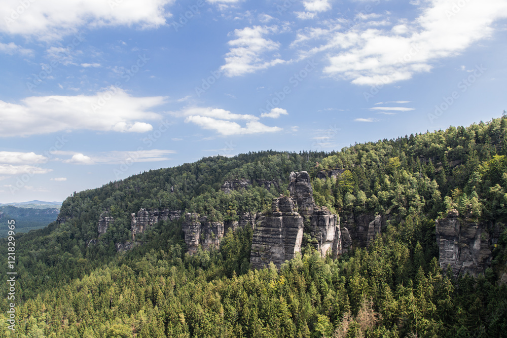 Fototapeta premium Aussicht an der Idagrotte, Blick nach Osten, Nationalpark Sächsische Schweiz