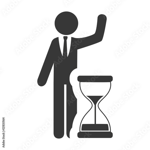 hourglass or sandclock with business man icon silhouette. vector illustration