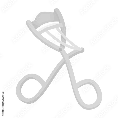 Eyelash curler icon in cartoon style isolated on white background. Hairdressery symbol stock vector illustration.