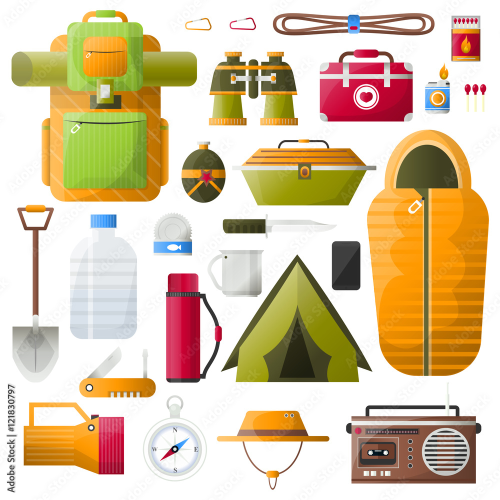 Vector kit items for survival. Stock Vector | Adobe Stock