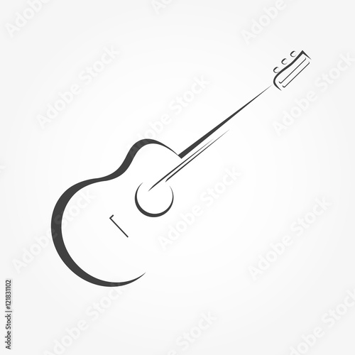 Fototapet Guitar stylized icon vector