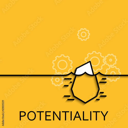 Vector business illustration linear hidden potential and opportunity as iceberg