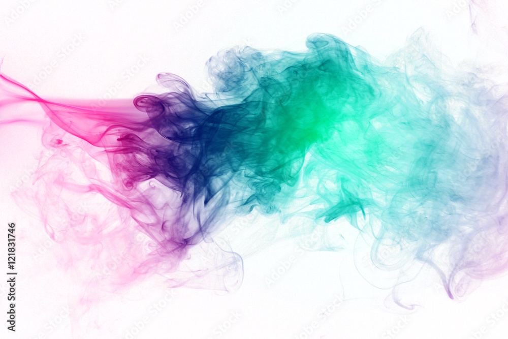 Fototapeta premium Colorful smoke on the white background.