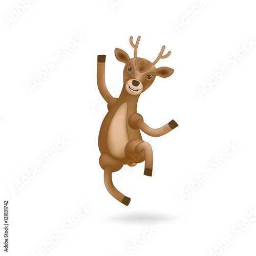 Dancing deer of Santa Claus. Element for Christmas and New Year's day design. Isolated vector illustration on white background.