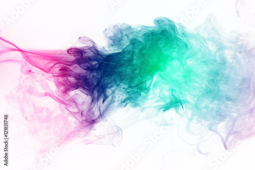 Colorful smoke on the white background.