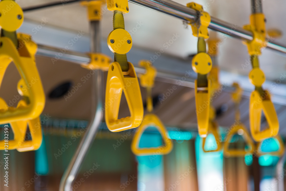 Handles passenger inside a bus.
Handles passenger inside a bus.