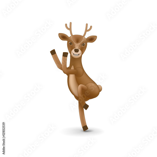 Dancing deer of Santa Claus. Element for Christmas and New Year's day design. Isolated vector illustration on white background.