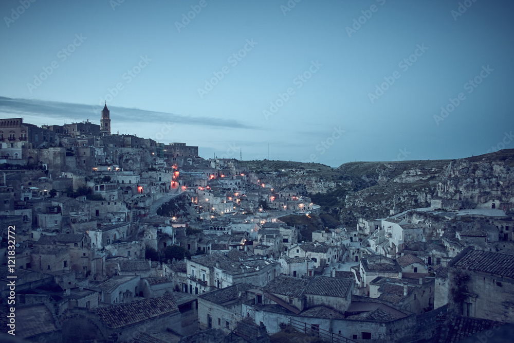 Città di Matera di notte