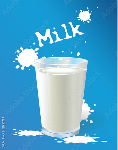 Milk. A glass of milk. Vector illustration Splash of milk