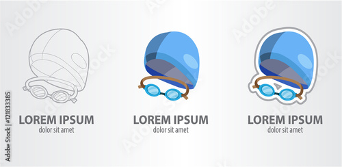 Logo swimming cap with glasses
