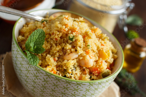 Couscous with shrimps and vegetables