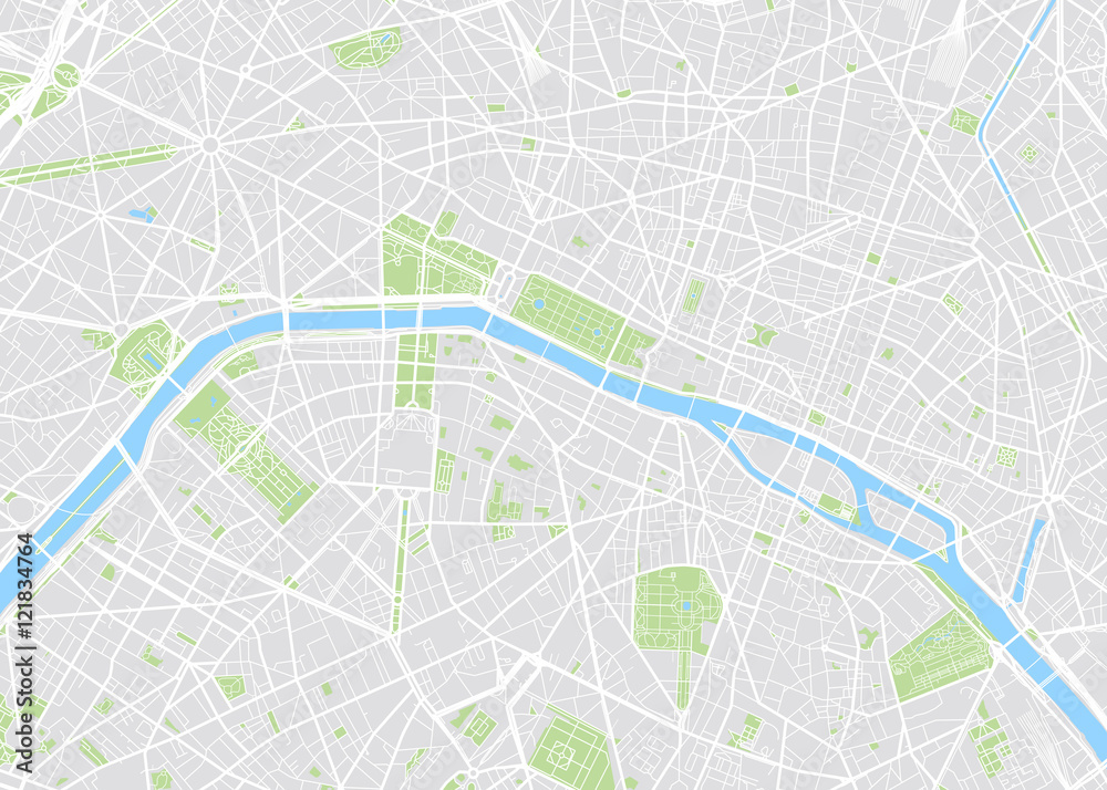 Fototapeta premium Paryż kolorowe mapy wektorowe