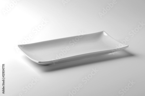 Single Square white plate on white table