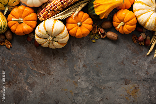 Fall background with pumpkins