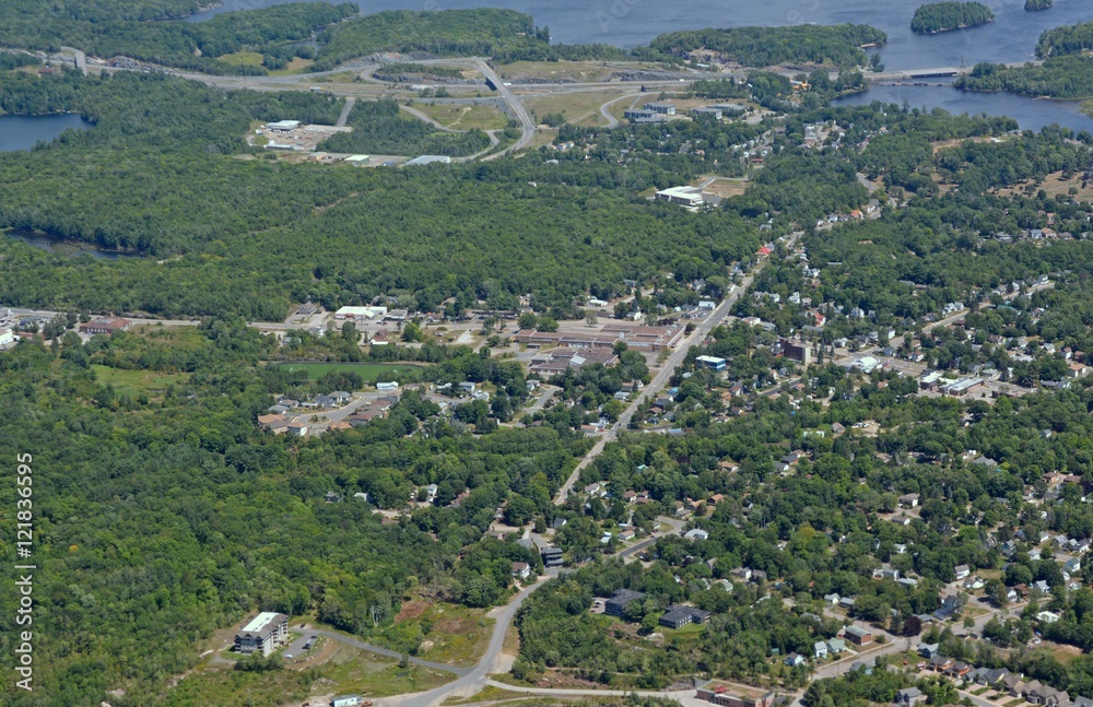 aerial view of Parry Sound, Ontario Canada
