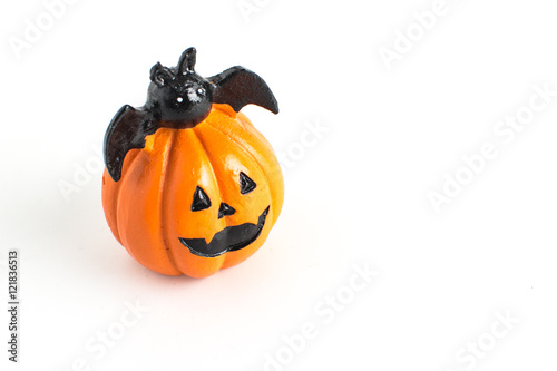 Monstrous halloween pumpkin cartoon, pumpkin isolated on white background © Bavorndej