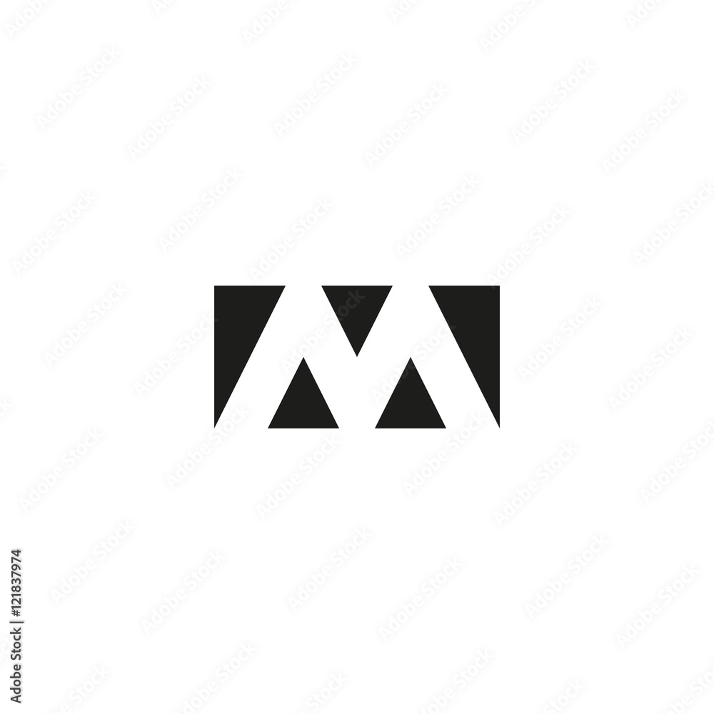 Letter M logo web icon, black and white rectangle geometric shape from triangles emblem, strict limits form Letter M logo web icon, black and white rectangle geometric shape from triangles emblem, strict limits form