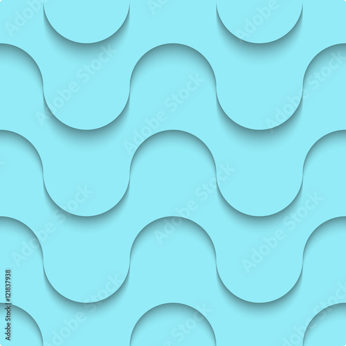 Halftone blue seamless pattern weaves modern material design style background, horizontal layout geometric shape