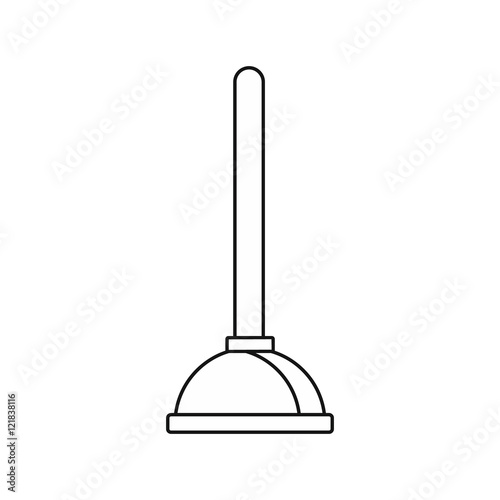 Toilet plunger icon in outline style on a white background vector illustration
