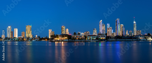 Panoramic view of sunset over Surfers Paradise