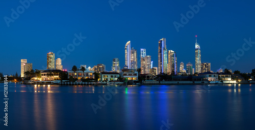 Panoramic view of sunset over Surfers Paradise
