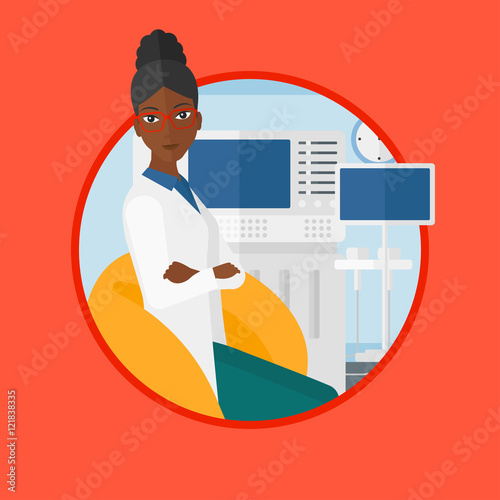 Female ultrasound doctor vector illustration.