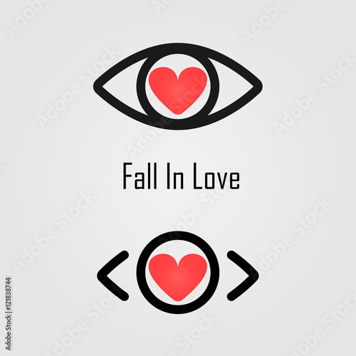 Fall in love logo design.The best vision idea concept.Human eye
