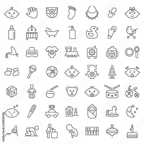 Wallpaper Mural Baby icon set in thin line style. Vector symbols. Torontodigital.ca
