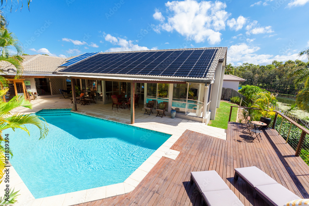 Fototapeta premium Backyard with swimming pool