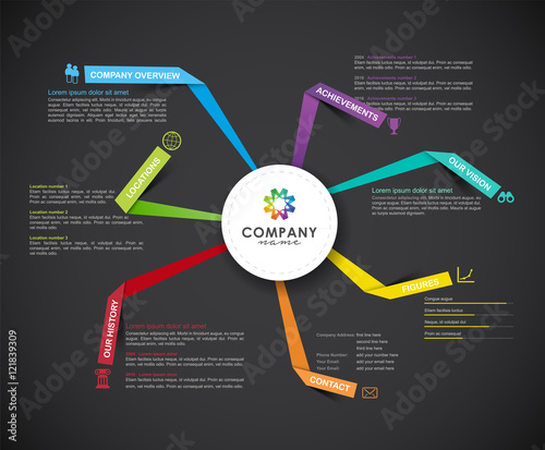 Vector Company infographic overview design template with paper s