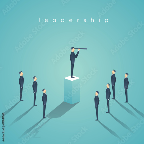 Business leadership concept with businessman standing on pillar. Manager, executive position vector wallpaper