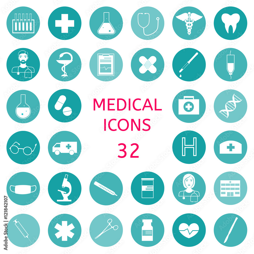 Set icons medical tools and healthcare equipment, science research and health treatment service. Modern design. Set icons medical tools and healthcare equipment, science research and health treatment service. Modern design.
