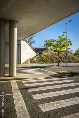 Bridge and modern street in Sant Cugat del Valles photo