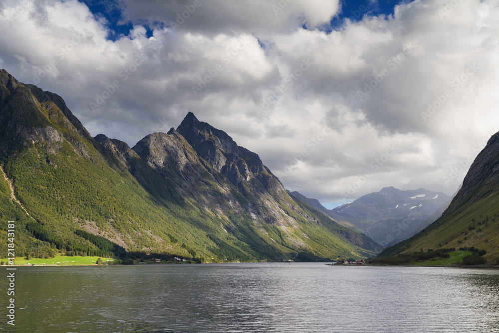 Dramatic landscape at Hjorundfjord