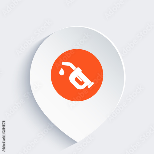 gasoline nozzle icon on mark, gas station sign, vector illustration