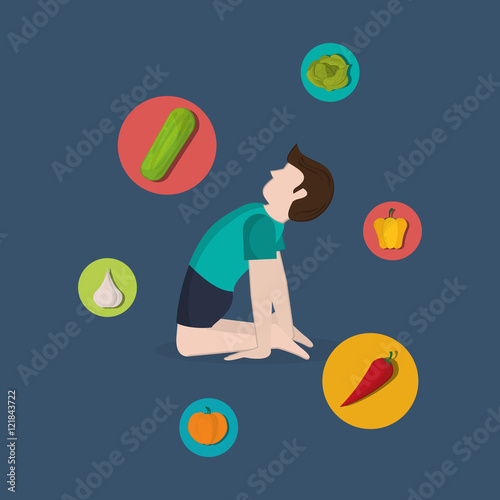 healthy food ingredients and  yogi  icons image  vector illustration