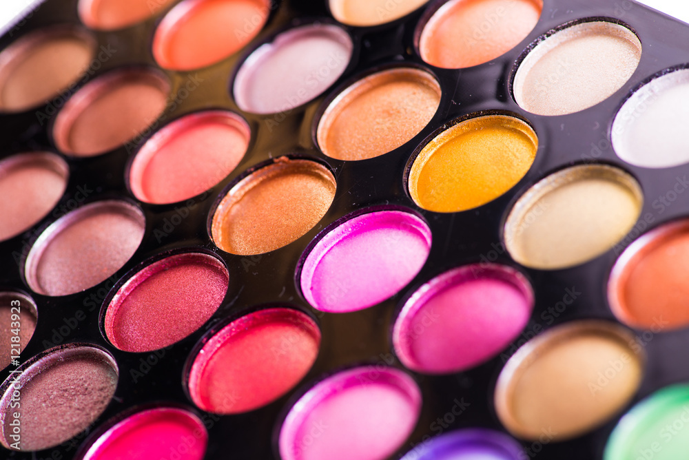 Set of colourful shadow for make-up isolated on white Set of colourful shadow for make-up isolated on white