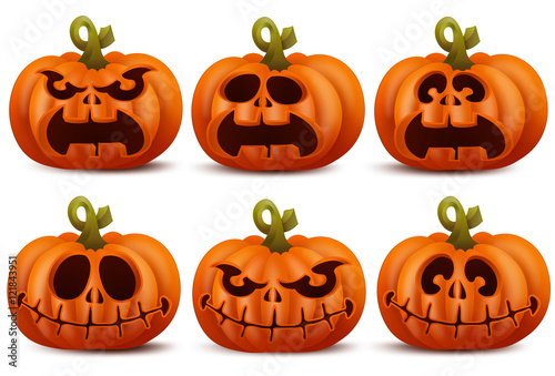Halloween set with smiley pumpkin characters.