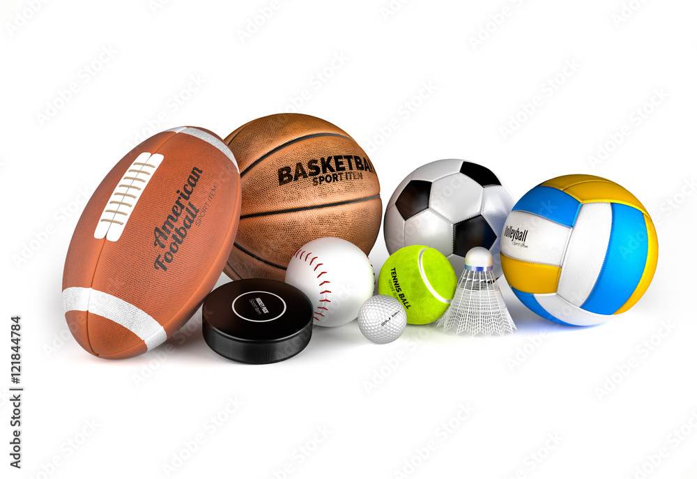 Football, basketball, soccer, volleyball, hockey puck, baseball,