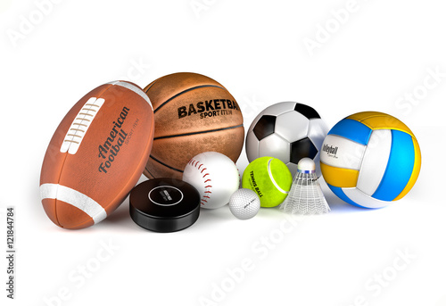 Football, basketball, soccer, volleyball, hockey puck, baseball,