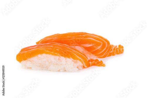 Salmon sushi isolated on white background