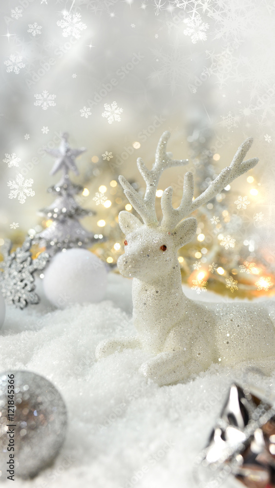 Wunschmotiv: Weihnachtselch im Schnee, Hirsch, Rentier #121845366